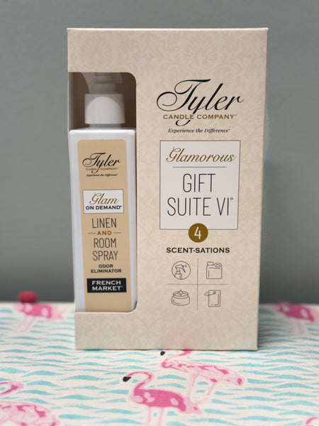 The Glamorous Gift Suite VI includes a Prestige Candle, Glamorous Wash, Autoglam, and Glam On Demand®—a perfect gift for luxurious fragrance lovers!







