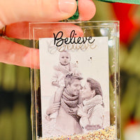 Glitter Acrylic Photo Ornament - Believe