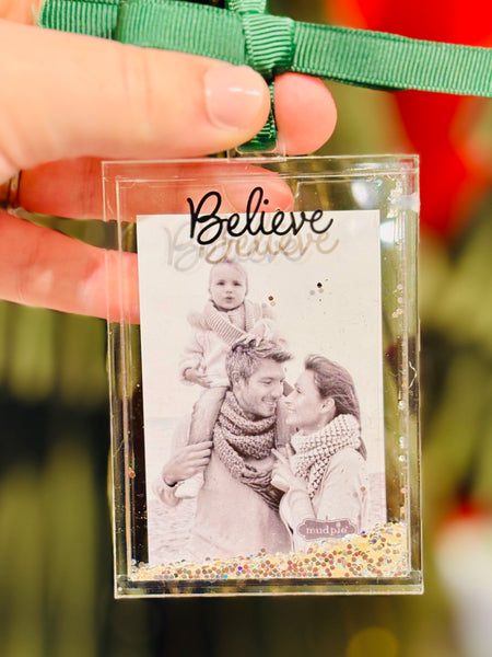 Glitter Acrylic Photo Ornament - Believe