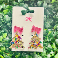 Gold Confetti Christmas Tree Earrings
