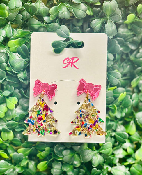 Gold Confetti Christmas Tree Earrings