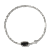 Grayson Silver Stretch Bracelet in Black Agate