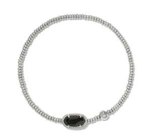 Grayson Silver Stretch Bracelet in Black Agate