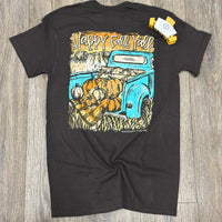 Southern Couture Happy Fall Y’all Truck short sleeve tee — true to size, soft, with back fall truck graphic. Perfect for autumn style.