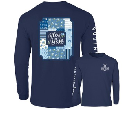 Patchwork Hey Y'all Long Sleeve Tee
