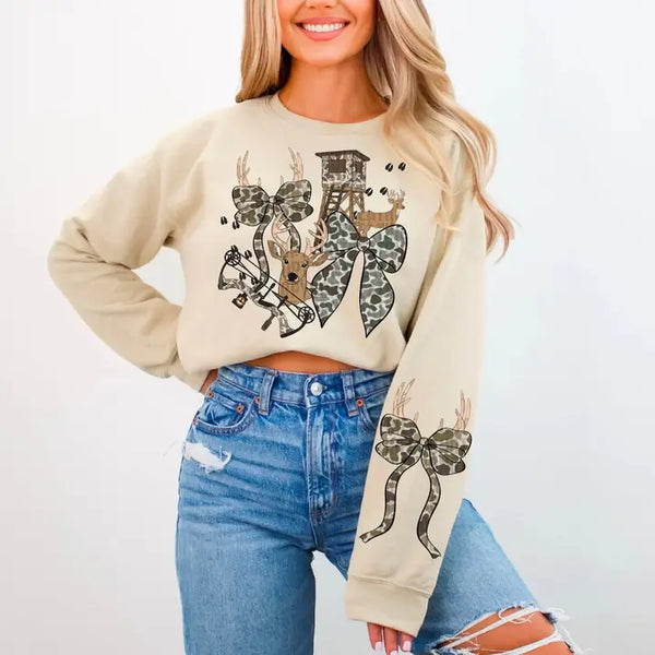 Hunting sweatshirt

Deer sweatshirt

Camo sweatshirt

Unisex hunting crewneck

Gildan polyblend sweatshirt

Deer stand design

Camo bows print

Outdoor apparel

Cozy hunting sweater

Casual hunting sweatshirt
