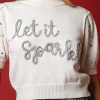 Cream 'Let It Sparkle' Lurex Embroidery Sweater