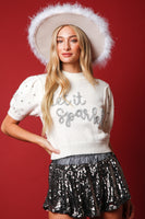 Cream 'Let It Sparkle' Lurex Embroidery Sweater
