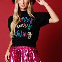 Merry Everything Puff Short Sleeve Sweater