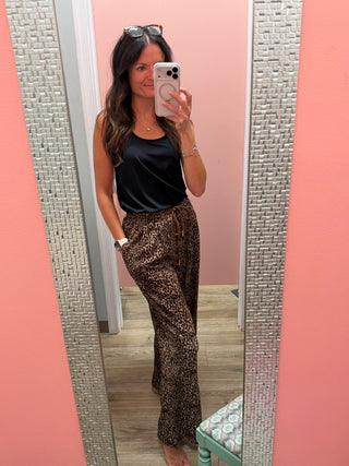 Leopard Straight Wide Leg Pants