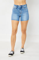 15277 Judy Blue - High Waist Raw Hem Denim Shorts
