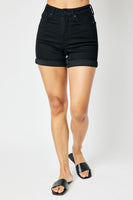 150237 - Judy Blue - Black HW Tummy Control Cuffed Shorts
