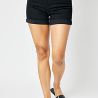 150237 - Judy Blue - Black HW Tummy Control Cuffed Shorts