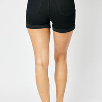 150237 - Judy Blue - Black HW Tummy Control Cuffed Shorts