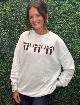 Football Bows Game Day Embroidered Sweatshirt