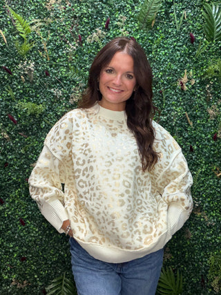 Metallic Gold Leopard Sweater