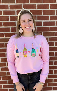 Pink Sequin Wine Glass Sweater