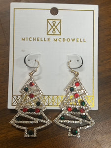 Small Glitzy Christmas Tree Earrings