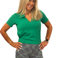 V-Neck Short Sleeve Collar Top - EMRL