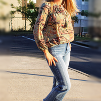 Olive Paisley Long Sleeve Top