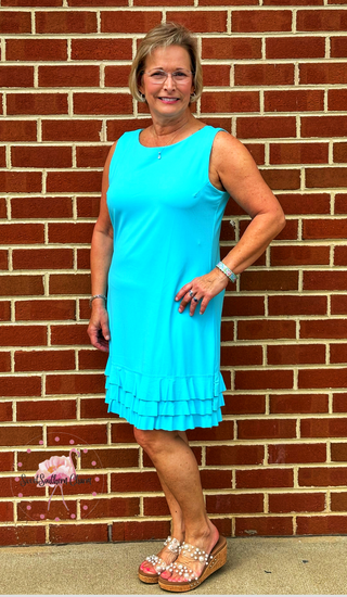 SPX4495 Sleeveless Ruffle Trim Dress - TQCL