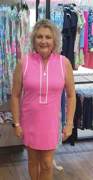 Mock Neck Dress - Bubble Gum Pink