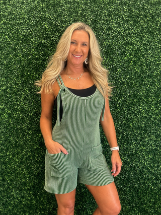 Twisted Knit Romper - Green