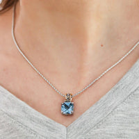 K5246-A603 - Beijos Cor Cushion Cut Pendant Necklace - Aqua
