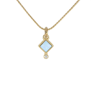 K5573-G6F3 Opalas do Mar Blue Diamond Opal Pendant with Chain - Gold