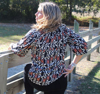 Black & Tan Abstract Printed Top
