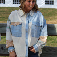 Ivory Denim Patchwork Shacket