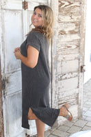 Charcoal Ribbed Midi Dress
