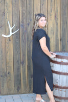 Black Ribbed Midi Dress
