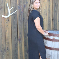 Black Ribbed Midi Dress