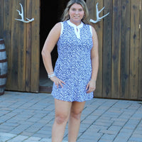 Sleeveless Dress with Shorts - Navy Floral