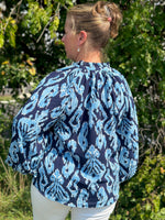 Warren Top - Navy Ikat Block
