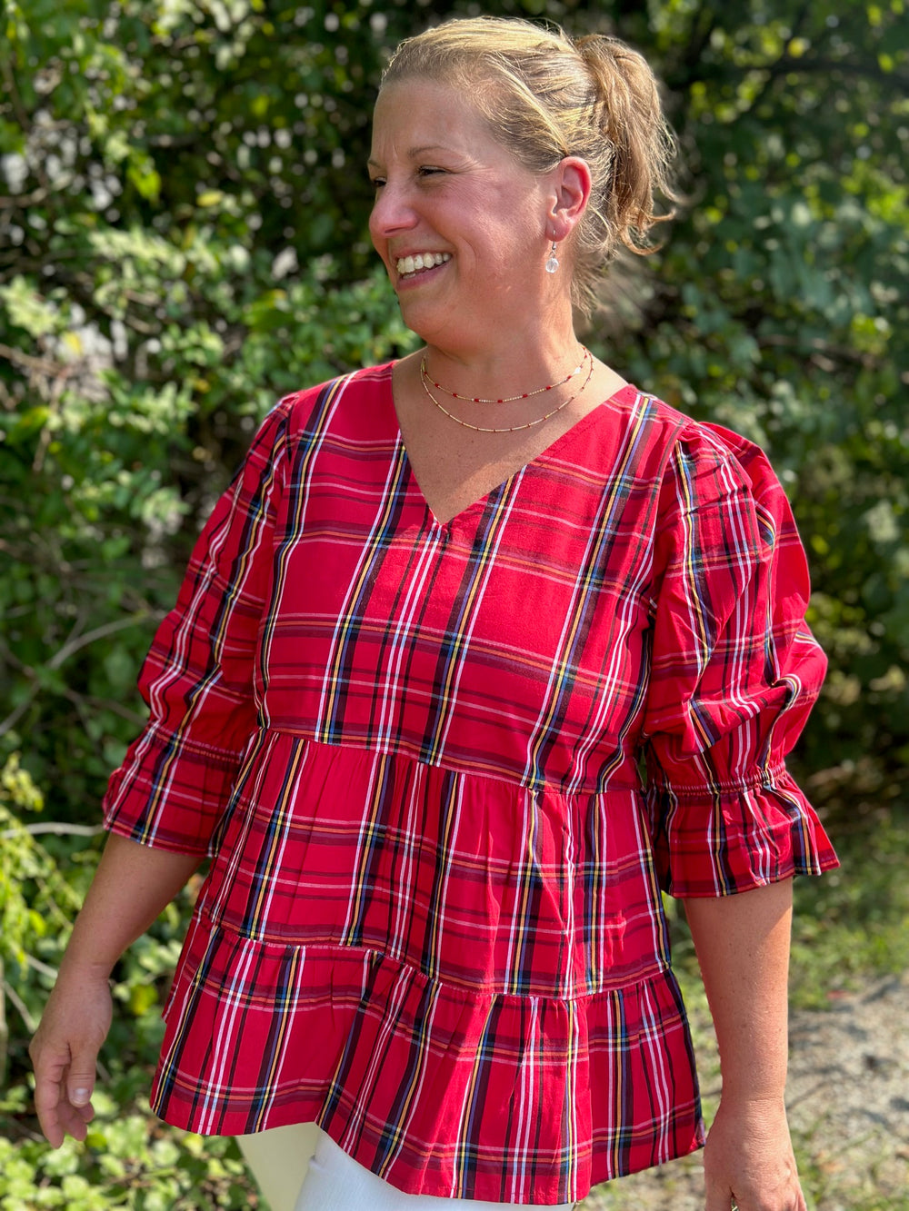 Ashford Top - Red Plaid