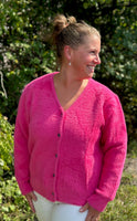 Marisol Fuzzy Cardigan - Hot Pink
