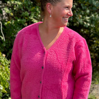 Marisol Fuzzy Cardigan - Hot Pink