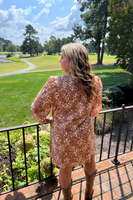 Bennington Smocked Dress - Tan Dots
