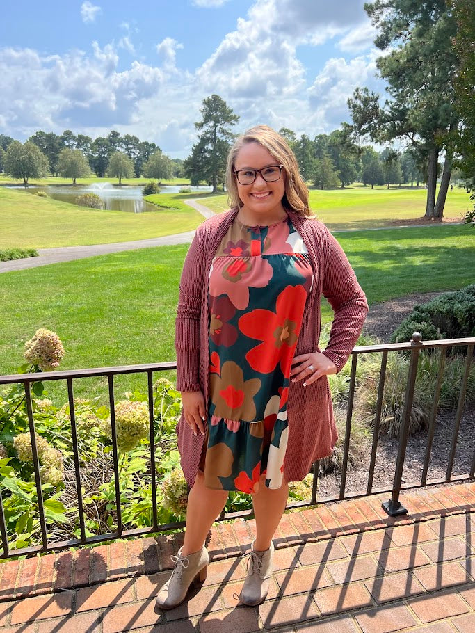 Autumn Floral Print Dress