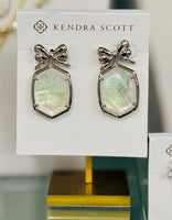 Daphne Bow Silver Drop Earrings in Crystal Ivory Illusion
