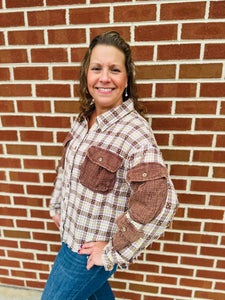 Brown Plaid Button Down Shirt