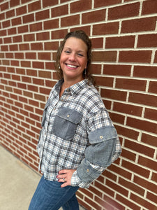 Navy Plaid Button Down Shirt