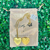 Dolly Parton x Kendra Scott Locket Long Pendant Necklace Vintage Gold Metal
