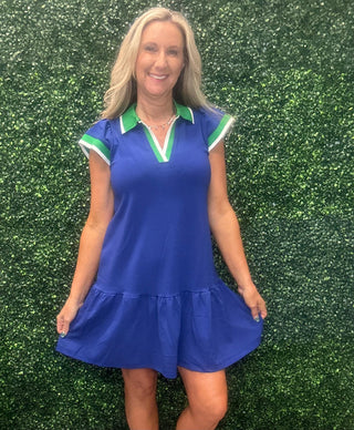 Carissa Dress - Navy & Green
