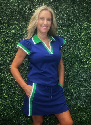 Carissa Skort Set - Navy & Green