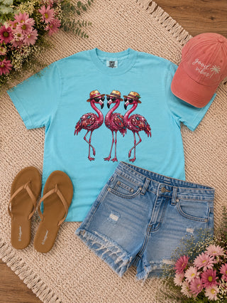 Sassy Summer Flamingos Tee