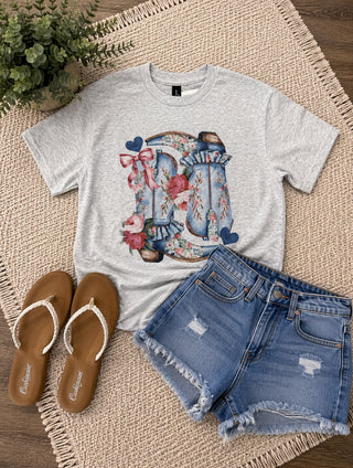 Floral Cowgirl Boots Tee