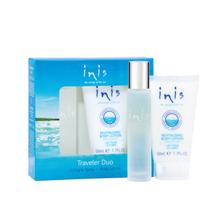 Inis Traveler Duo Set
Cologne | 15ml Travel Size Inis the Energy of the Sea Cologne
Body Lotion | 50ml Seaweed-Enriched Body Lotion
Scent Profile | Fresh, clean, ocean-inspired
Packaging | Travel-ready sizes, ideal for carry-on
Care | For external use only